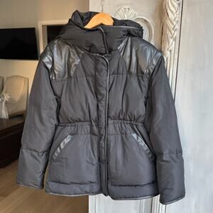 Rebecca Minkoff Puffer Coat MED Women Black Down Mia Coat Removable Hood Sleeves